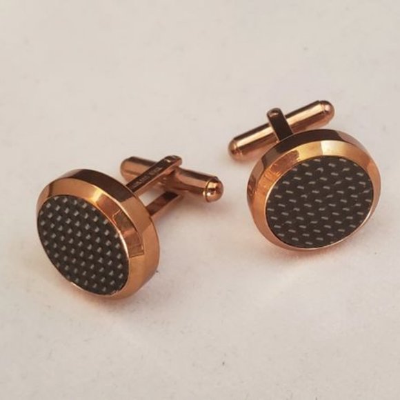 ITALGEM STEEL Rose Gold Steel Cuff Links.